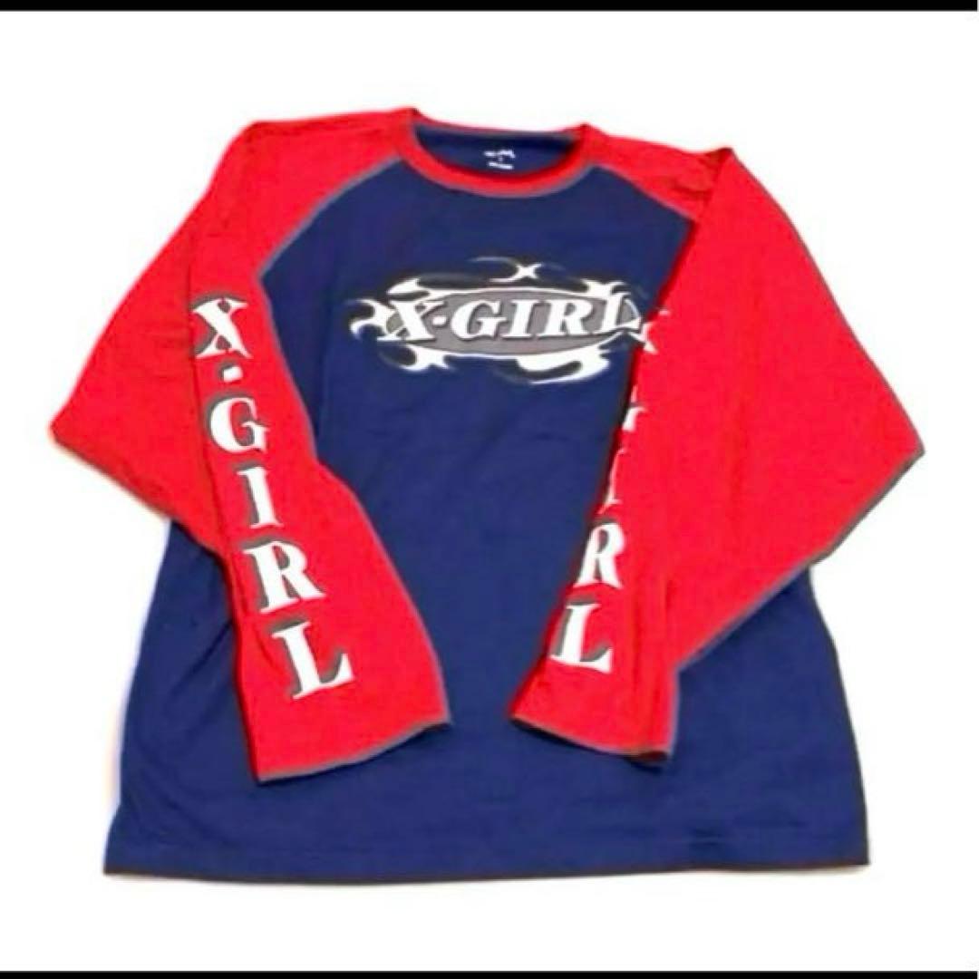 《大人気完売品》あいみょん着用❗️X-girl ロンTネイビー長袖リンガーTシャツ