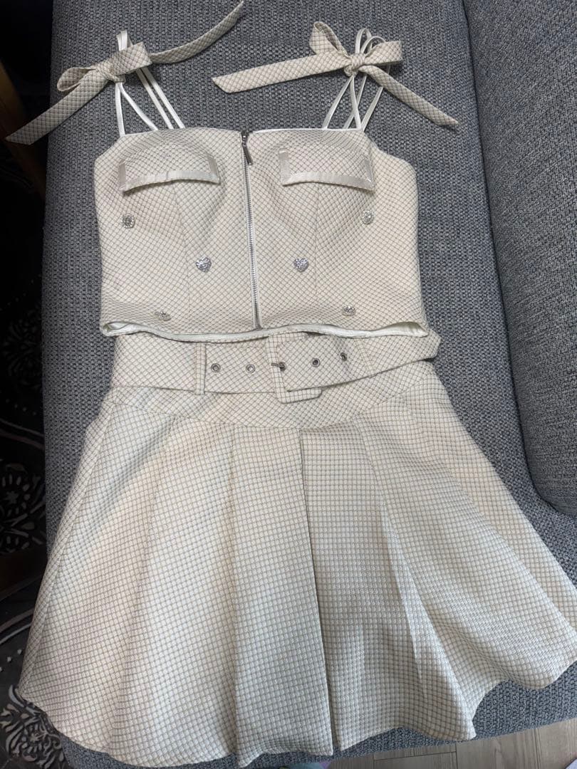 チェック柄キャバドレス ホワイト