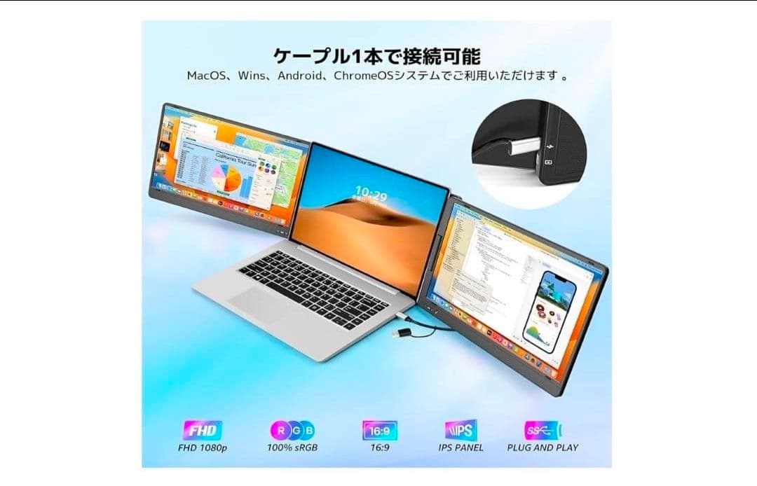 モバイルモニター 14インチ KOGODA 11.6~15.6ノートパソコン用