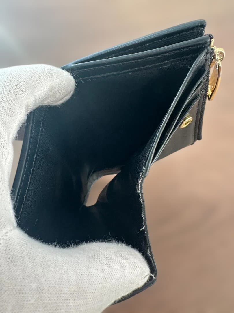 BOTTEGA VENETA 二つ折り財布 マキシイントレチャート レザー 黒