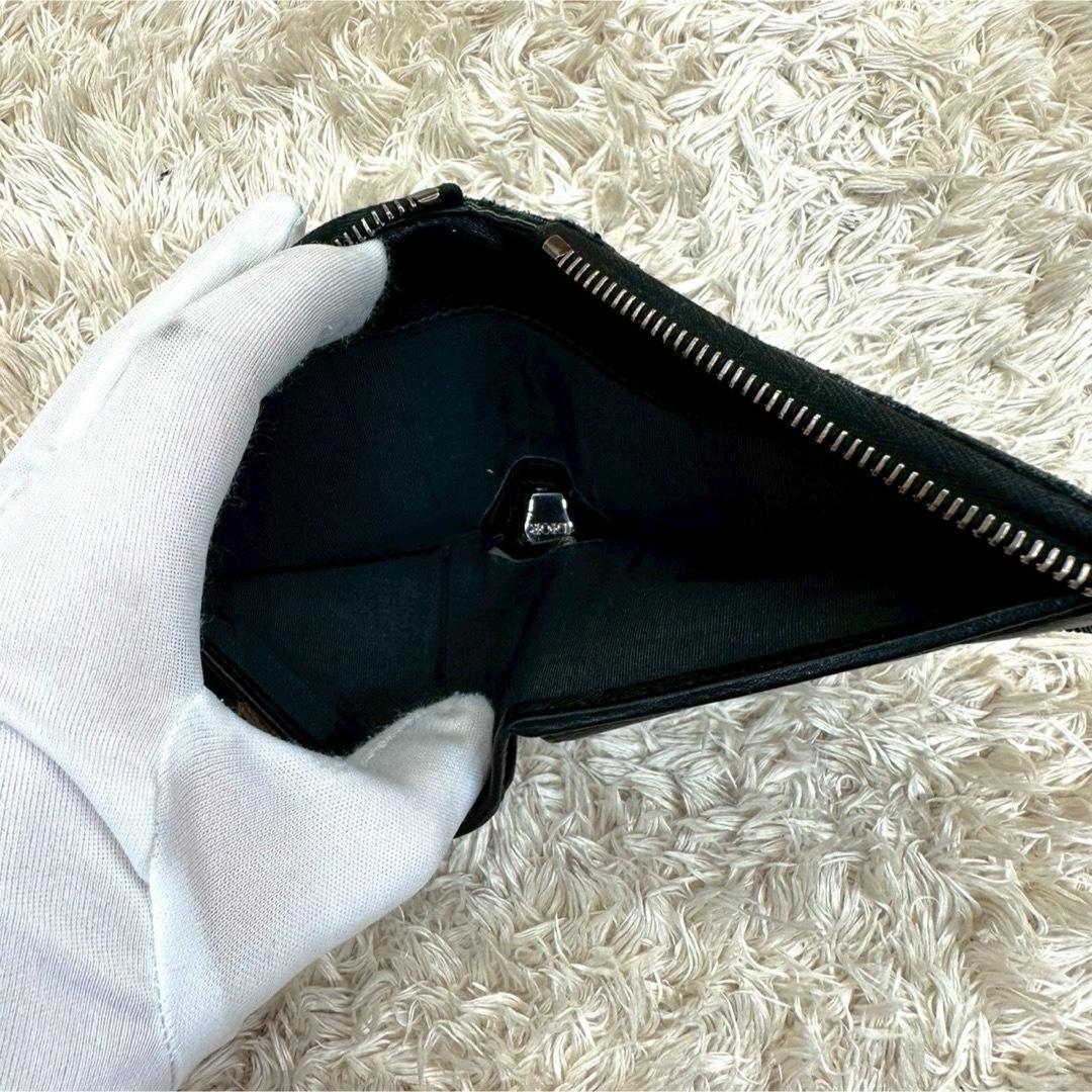 【美品】クリスチャンディオール 二つ折り財布 グレー キャンバス トロッター