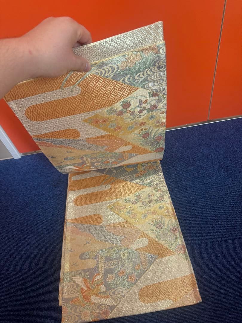 2665袋帯 古代彫金紋 西陣織 金糸　高級上質上品　約440cm 未使用
