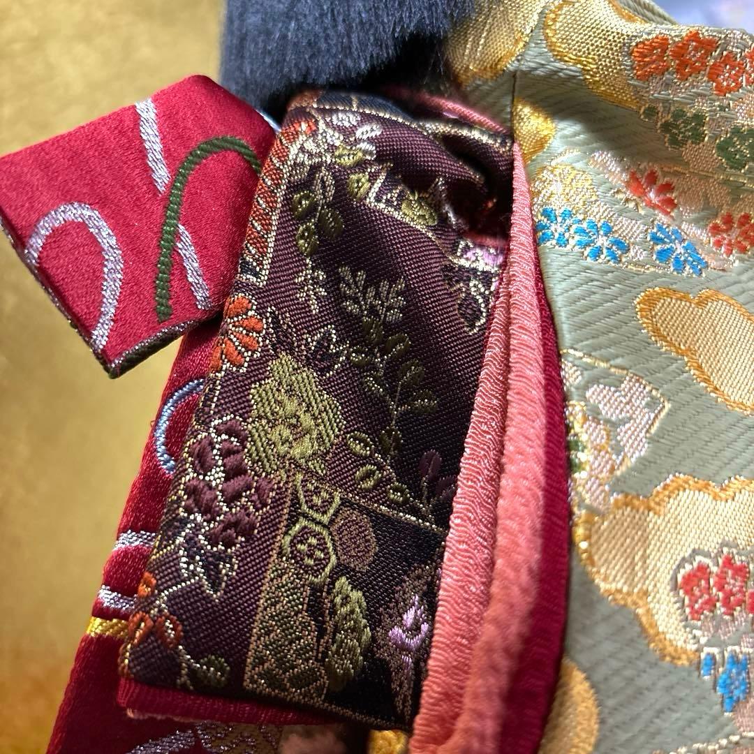 日本人形 市松人形 金扇子 舞踊 台付き 正絹 美少女 御所人形 桜山作