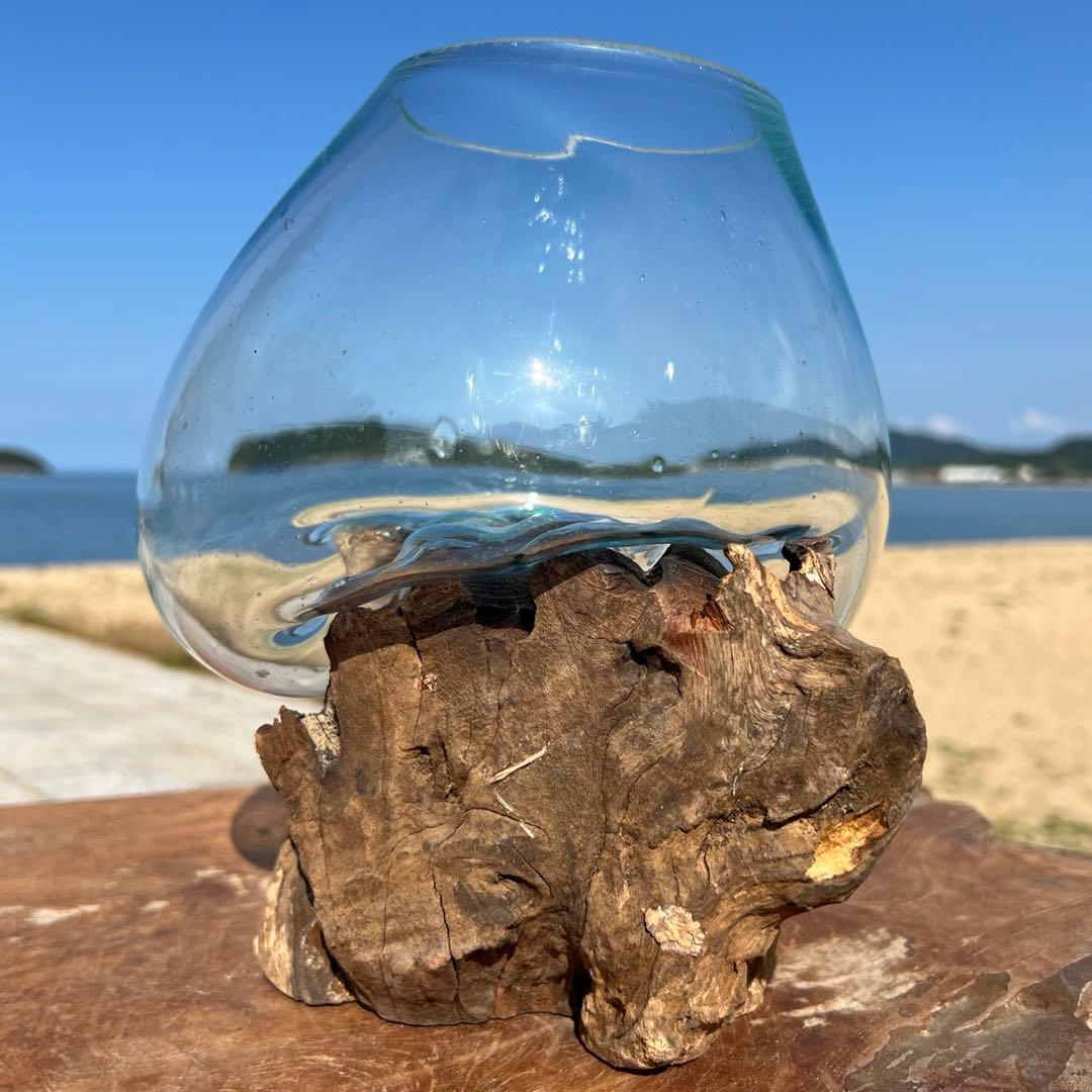 流木ガラスオブジェ大F 花瓶 金魚鉢 ガーデニング フラワーポット 水槽 アート