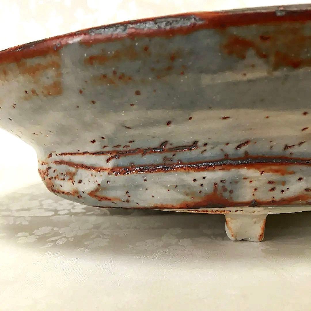 美濃焼 　志野焼　 大皿　桐箱付き　田中源也/作　A5787