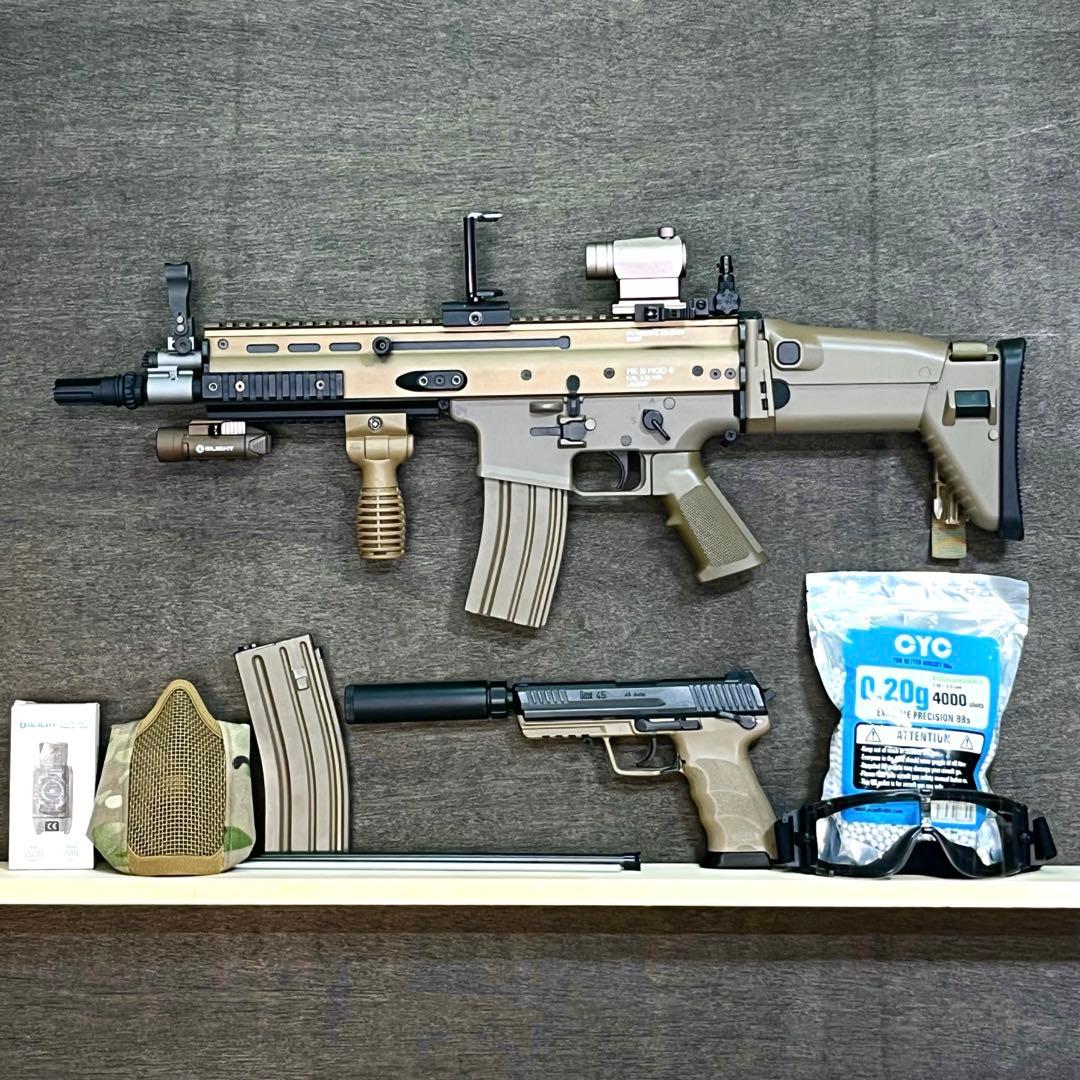 東京マルイ　SCAR-L 次世代電動ガン タンカラー HK45付属共に中古