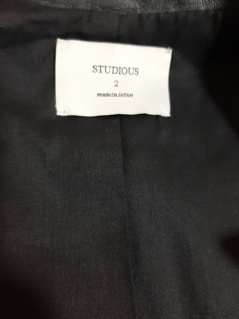 STUDIOUS ステュディオス ラムレザーシングルライダースジャケット M