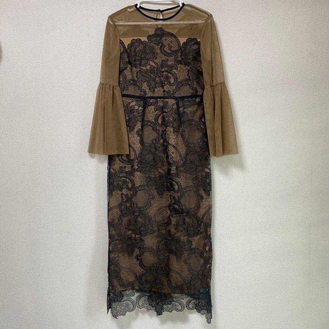 Leja シアープリーツスリーブIラインワンピースドレス オケージョン お呼ばれ