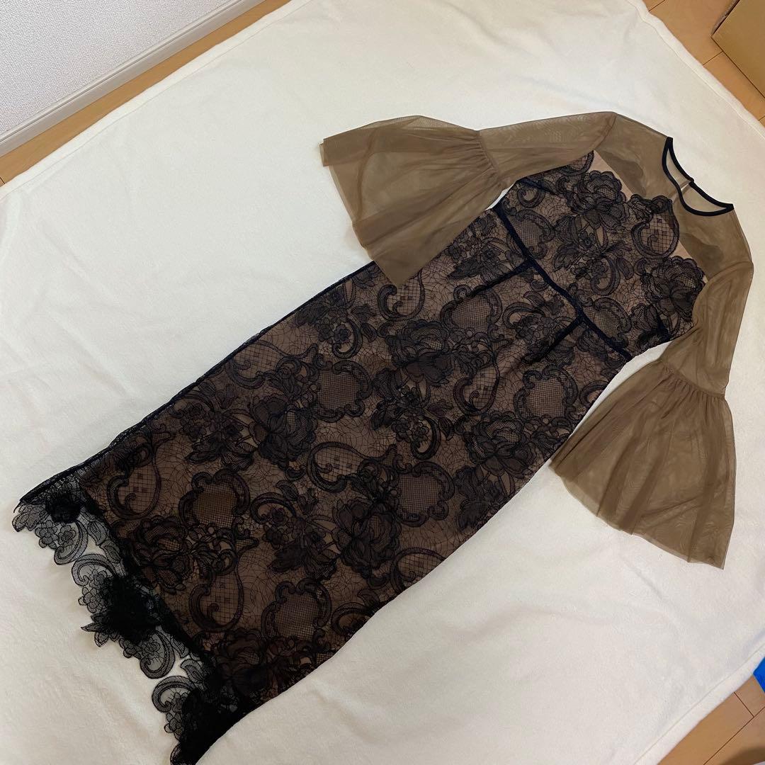 Leja シアープリーツスリーブIラインワンピースドレス オケージョン お呼ばれ