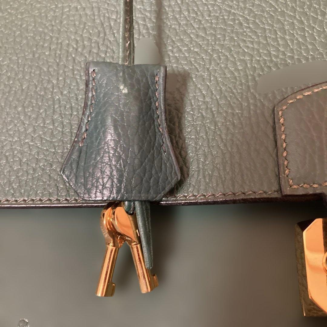 ダークグリーン レザー ビジネスバッグエルメス