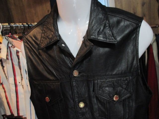 希少 ヴィンテージ 英国製 レザーベスト トラッカー REAL LEATHER社