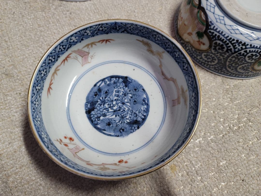 値下げ限界早い者勝ち無傷蔵だし　古伊万里　蛸唐草三方窓鯉滝登り見込四君子松竹梅鉢