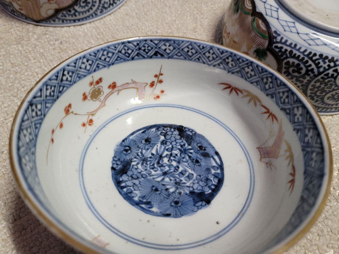 値下げ限界早い者勝ち無傷蔵だし　古伊万里　蛸唐草三方窓鯉滝登り見込四君子松竹梅鉢