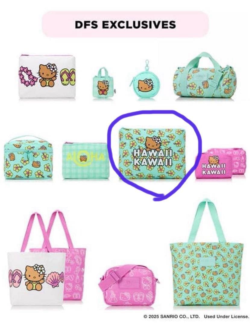 レア！アロハコレクション 日焼けキティ ハワイDFS限定 ポーチ