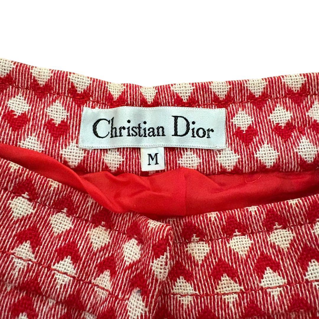 Dior ヴィンテージ スカート レッド W62 台形 上品 格子柄　y2k