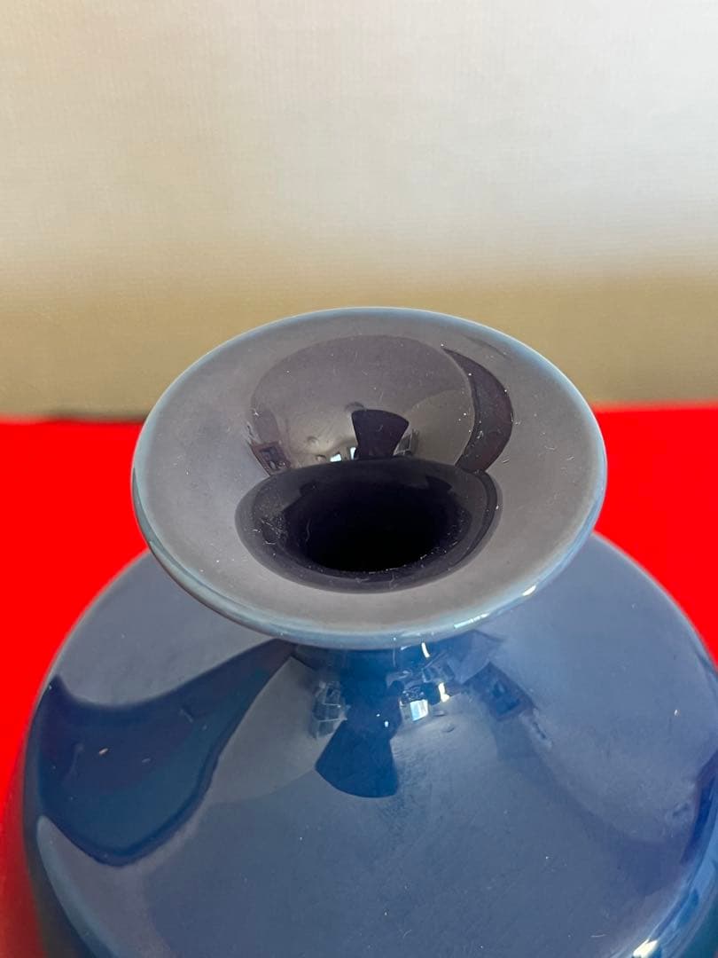 人間国宝 柳雨軒 三代 徳田八十吉 碧明釉 壺 管理T250 共箱 陶歴付