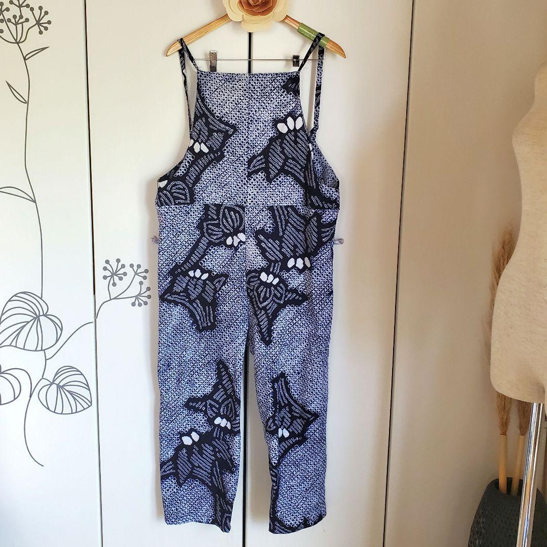 さと　有松絞りリメイク、有松ティアードワンピース、サロペット