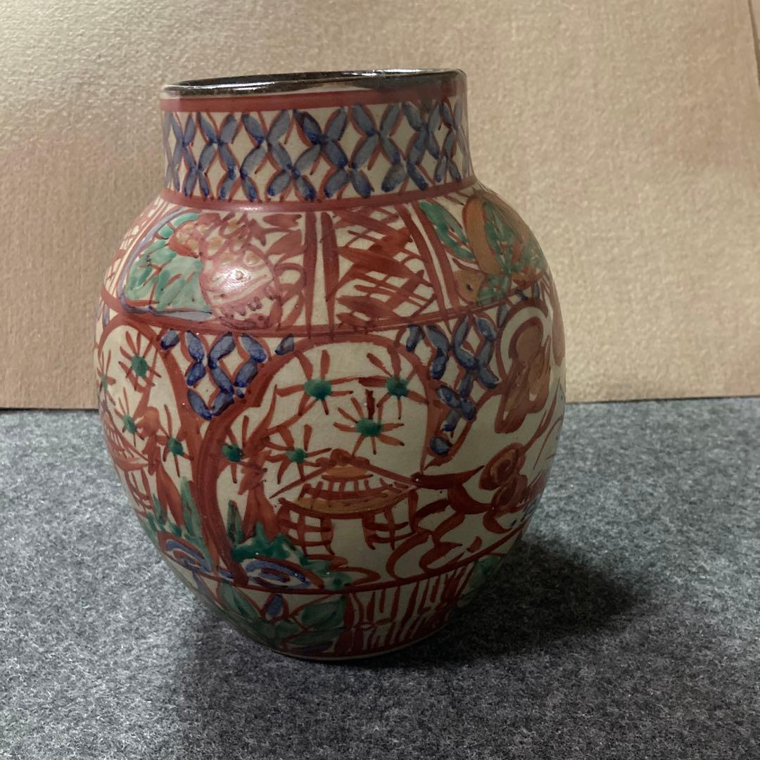 壺屋焼 琉球赤絵龍文壺