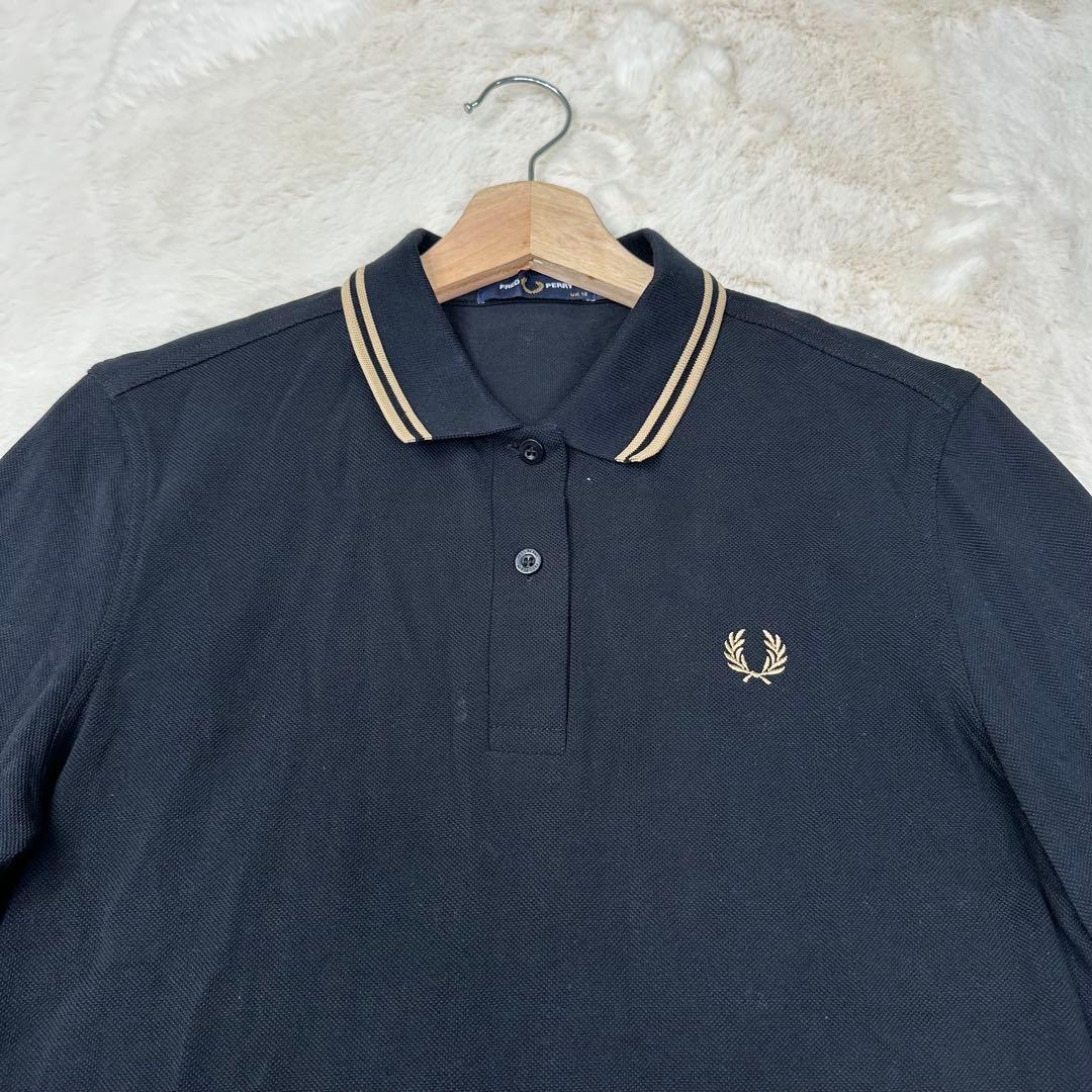 ✨美品✨フレッドペリー 金刺繍 ポロシャツ G3636 黒 長袖 UK12 L