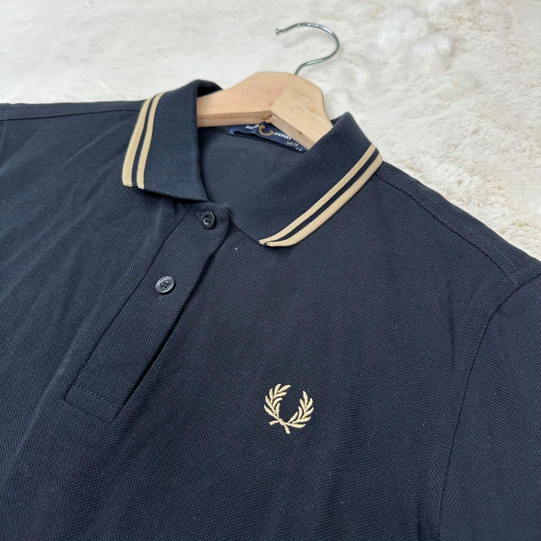 ✨美品✨フレッドペリー 金刺繍 ポロシャツ G3636 黒 長袖 UK12 L