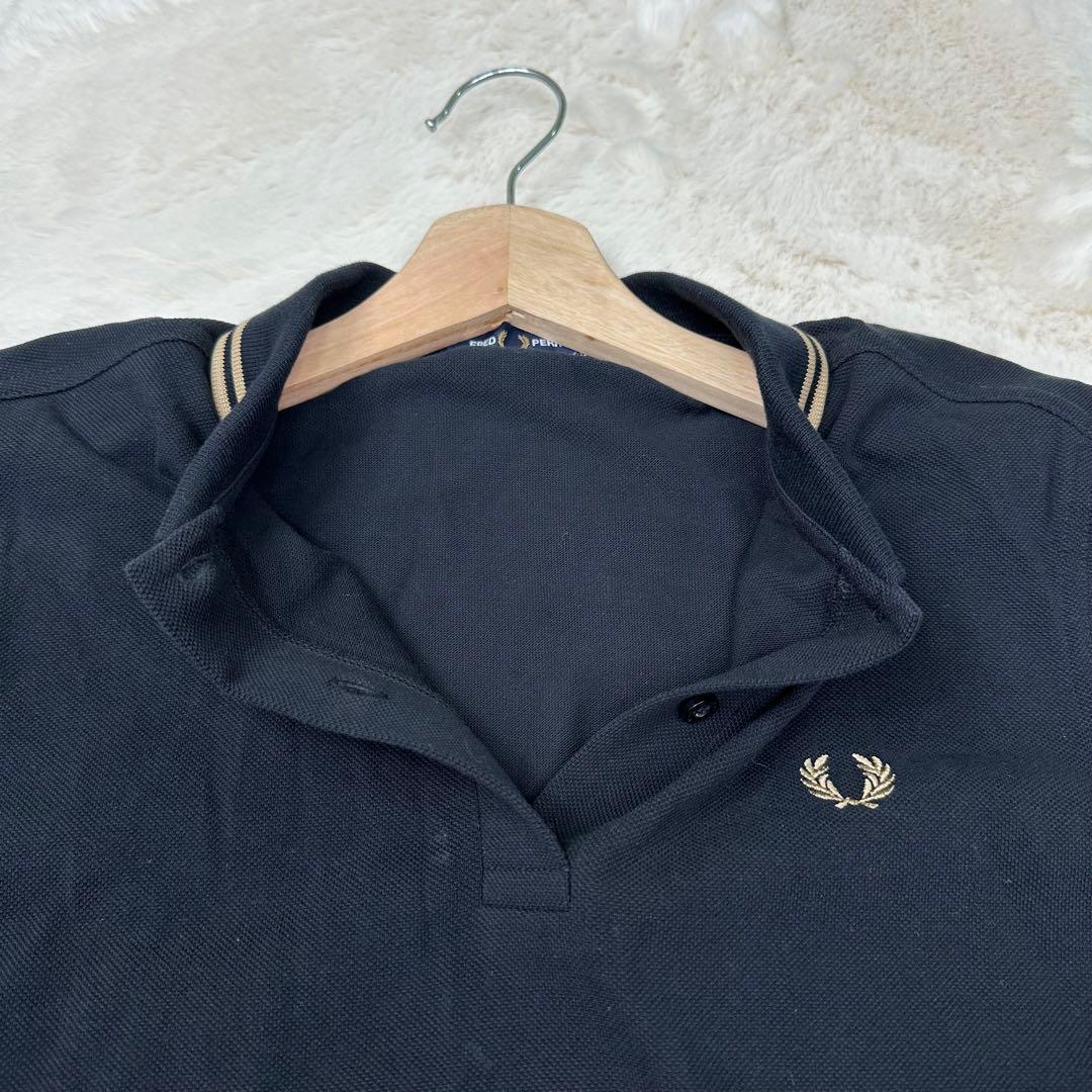 ✨美品✨フレッドペリー 金刺繍 ポロシャツ G3636 黒 長袖 UK12 L