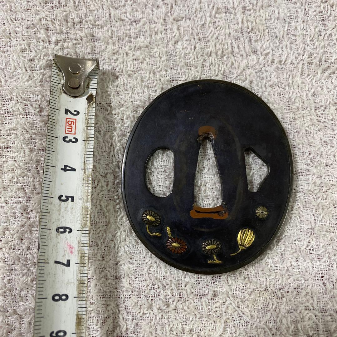 B-32 鍔　武具　刀装具　金銀象嵌　銅製　刀　装飾品　美術品　工芸品　骨董品