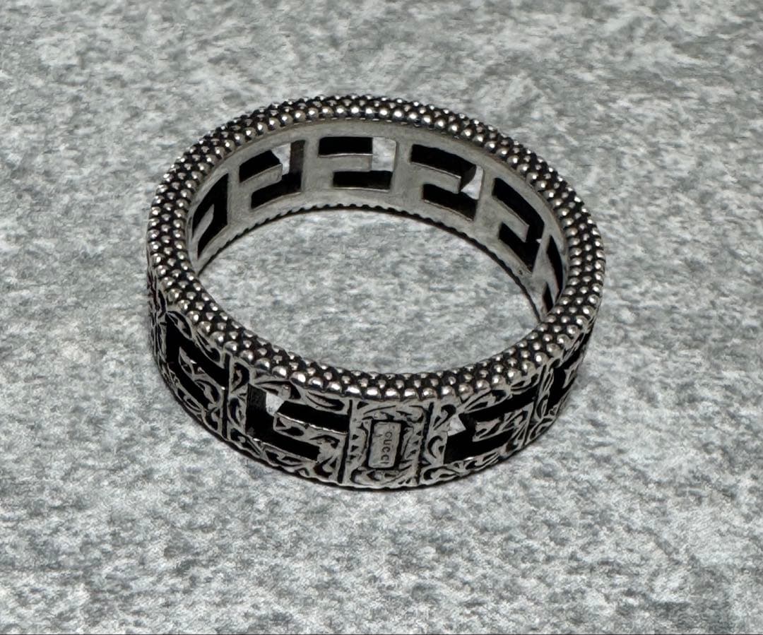 グッチ スクエアG シルバー リング 18号 (実寸17号) アラベスク 925