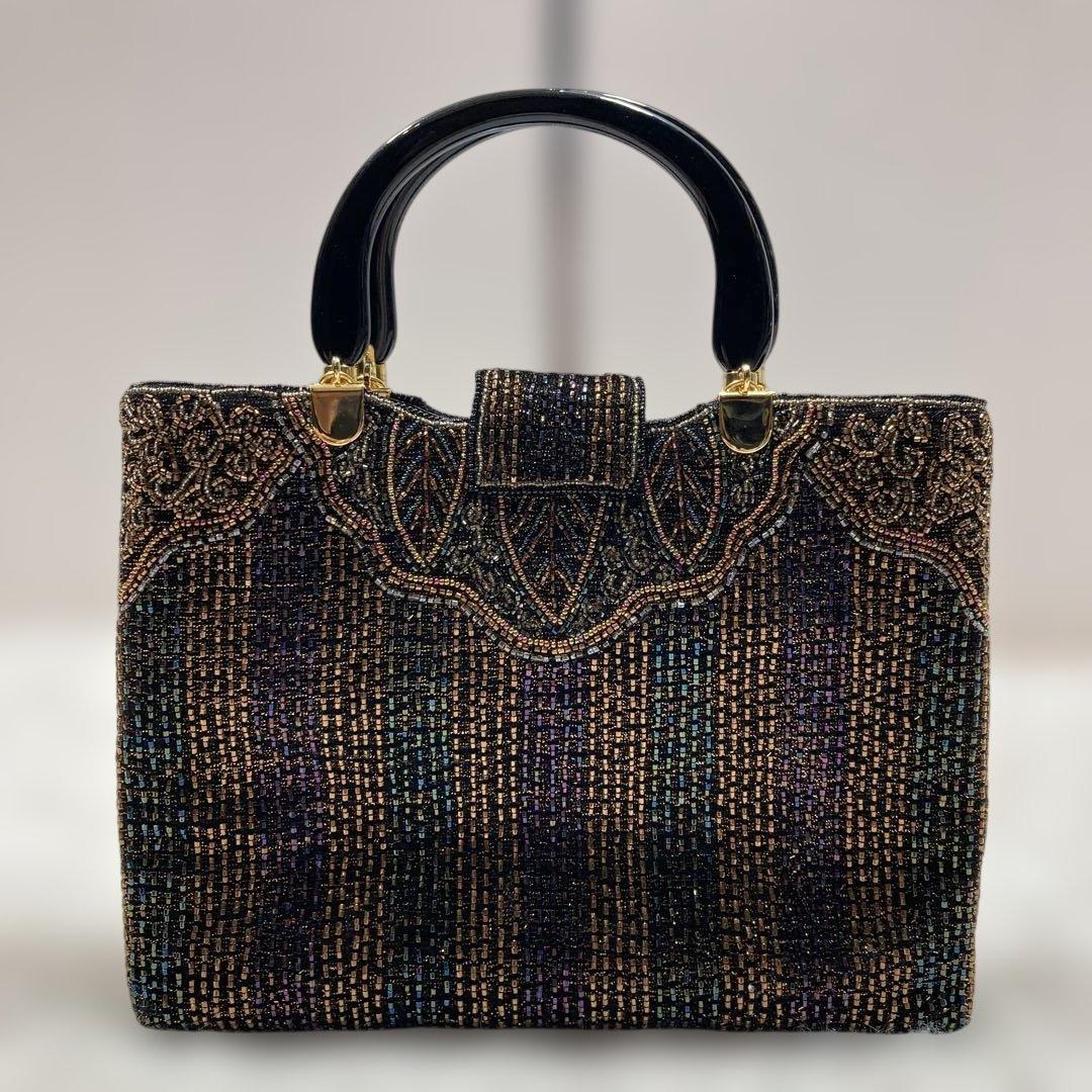 極美品 入手困難！ロロピアーナ ハンドバッグ ビーズ 宝石装飾 マルチカラー