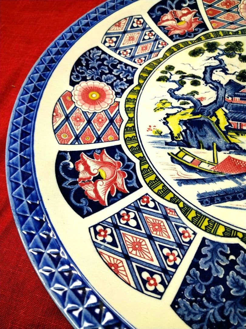 ⬛【高級五彩】九谷焼３７cm特大皿 ♥おもてなし皿に♥ヴィンテージ・コレクション