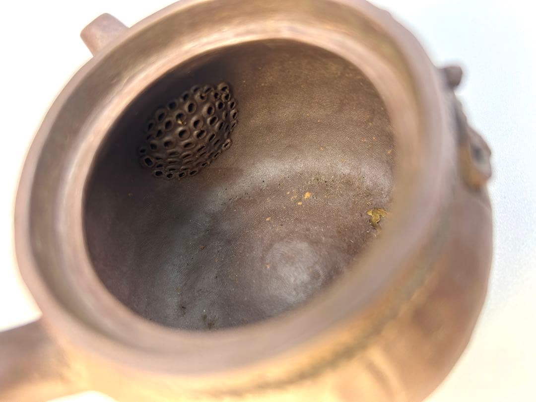 江戸期　万古焼　急須　萬古焼　茶器 陶器製 急須 装飾リボン