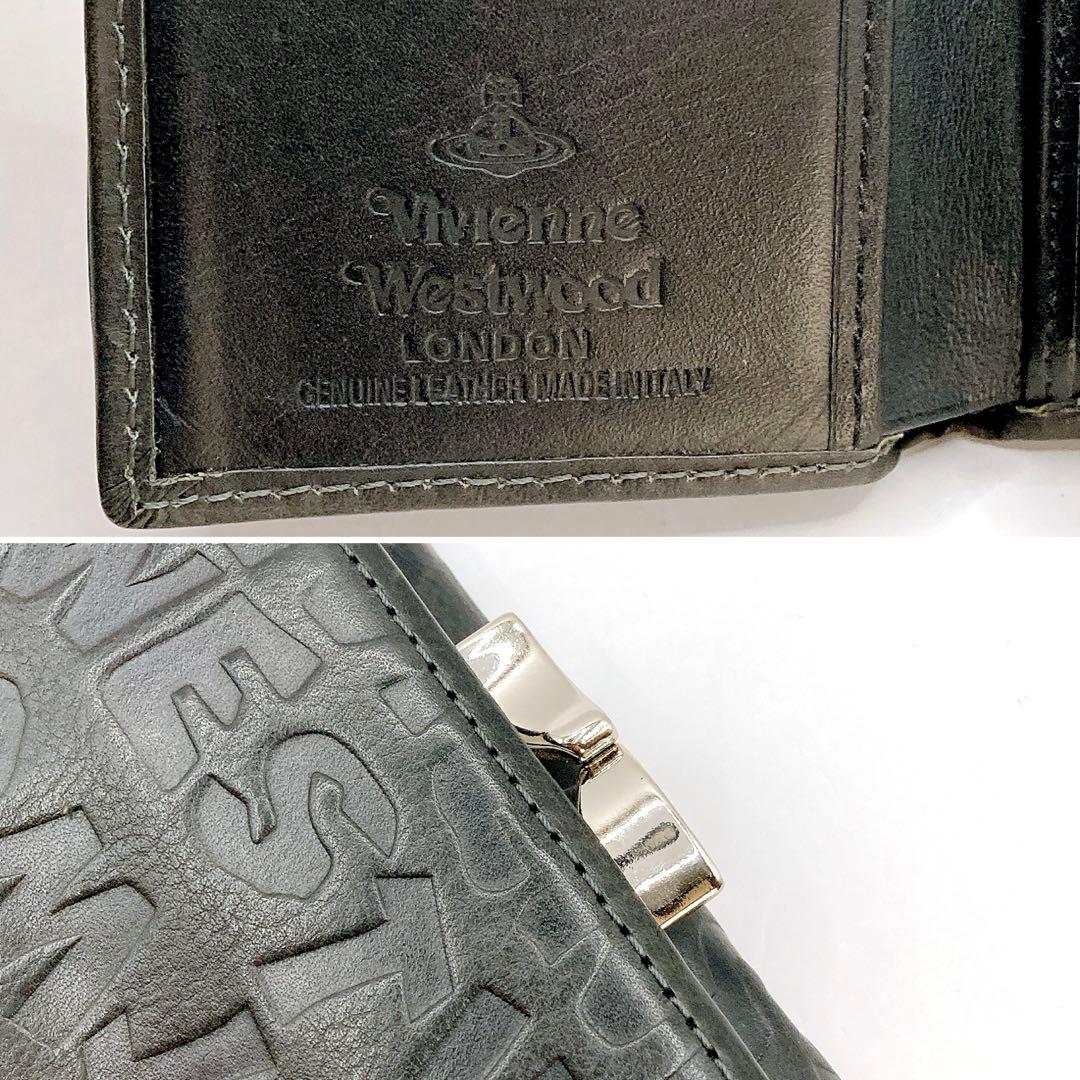 美品✨ヴィヴィアンウエストウッド 財布 オーヴ 総柄 レザー がま口 ブラック