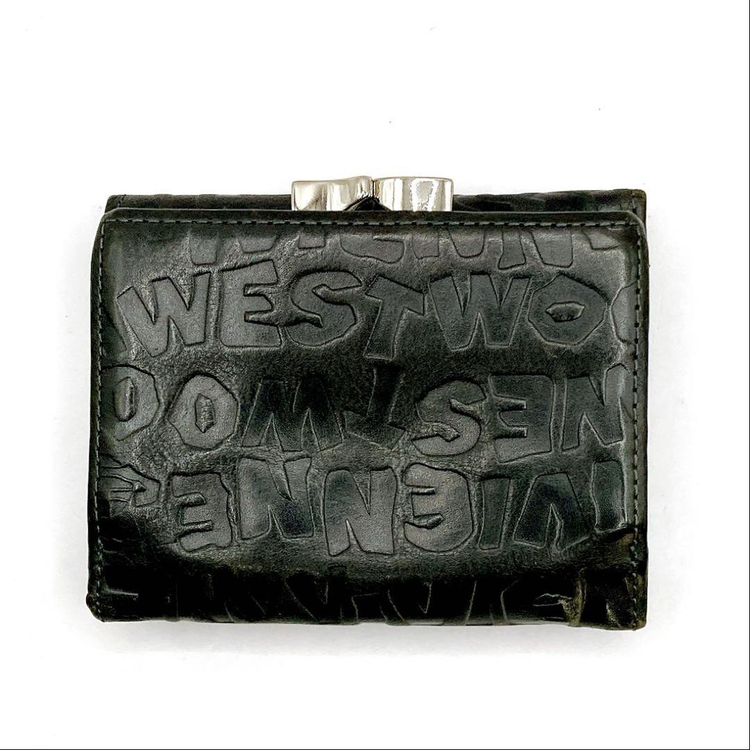 美品✨ヴィヴィアンウエストウッド 財布 オーヴ 総柄 レザー がま口 ブラック