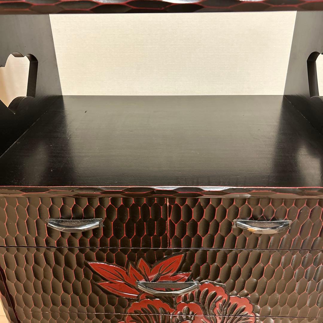 昭和レトロ 鎌倉彫 茶箪笥 飾り棚 チェスト アンティーク レア used 美品