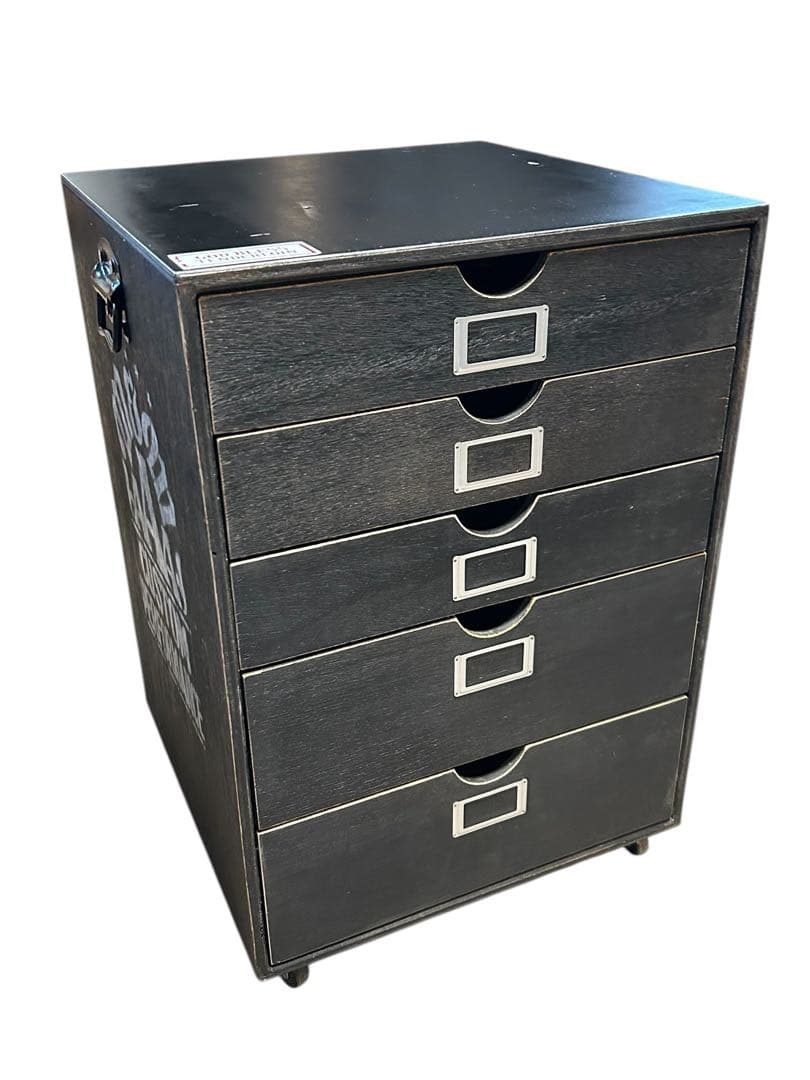 M&M カスタムパフォーマンス　木製5段収納ラック キャスター付き