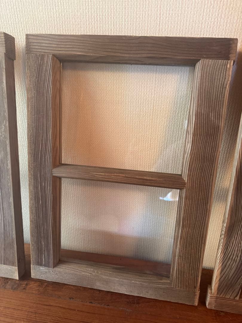 アンティーク ガラス扉 4枚セット 昭和レトロ 鍵付き扉DIY