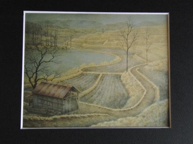 堀井利香、【早春】、希少な額装用画集より、新品額装付、状態良好