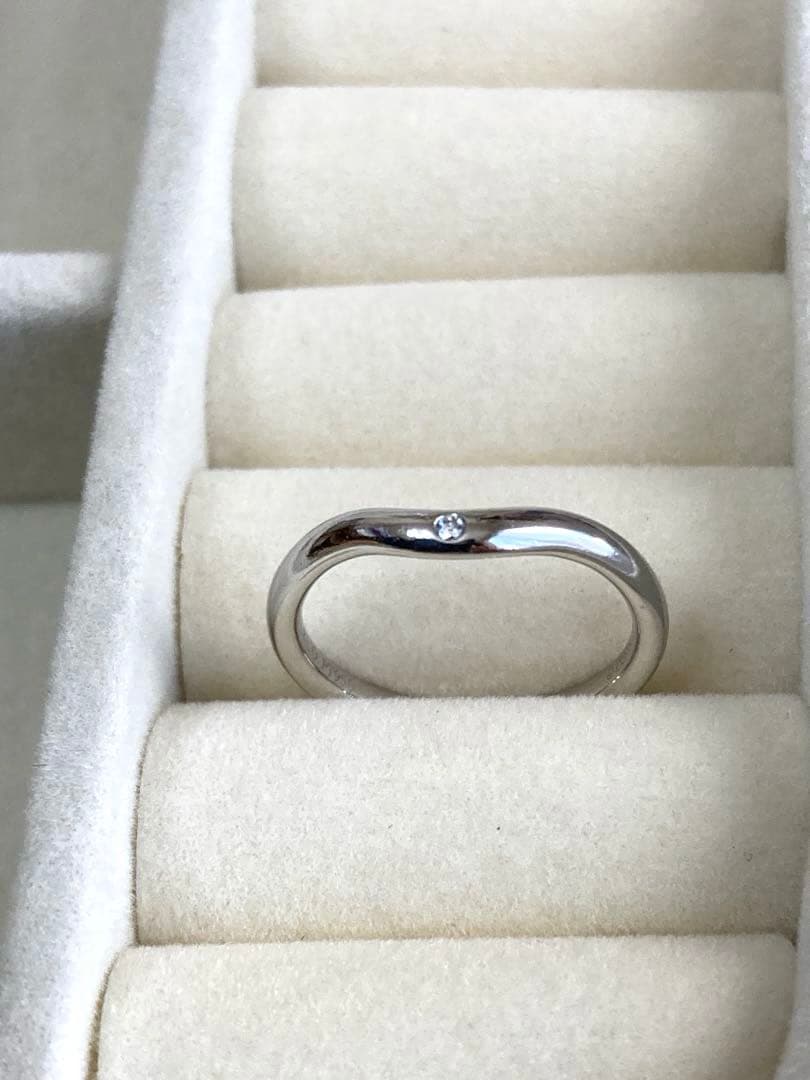 ティファニー　カーブドバンドリング　ペレッティ　1粒ダイヤPT950約7.5号