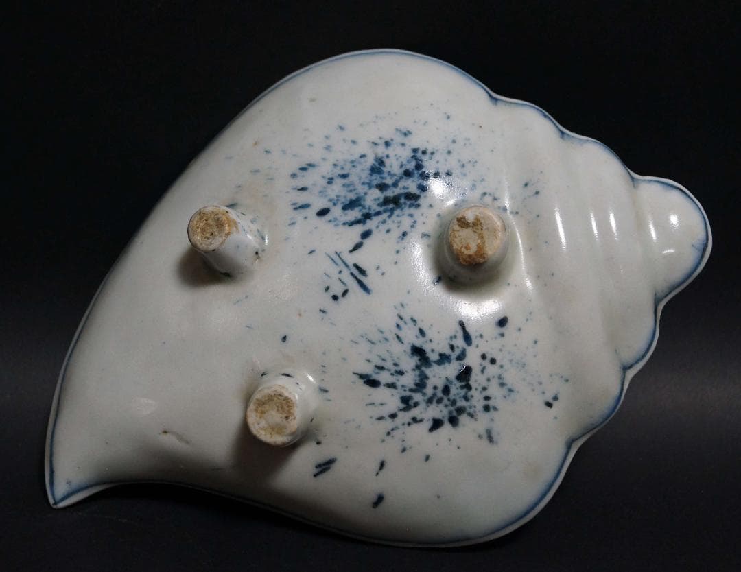 古伊万里焼 古染付 さざえ形 栄螺向付(五客)三足皿 茶事/茶道具★