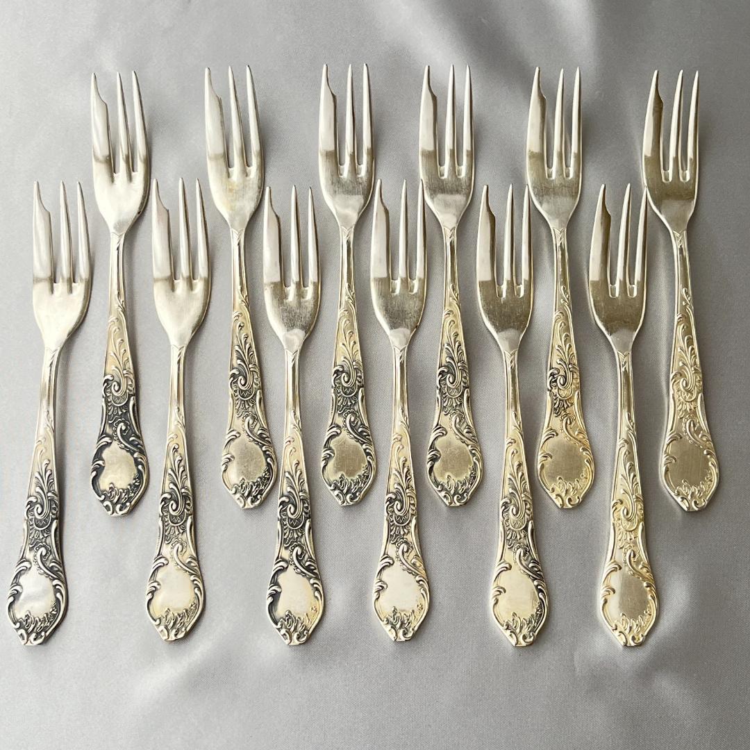 【ドイツ】ケーキフォーク 12本【シルバープレート】