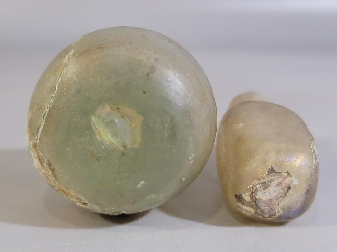 古代ローマングラス 銀化 小瓶 シリア 2個 発掘品 DT363