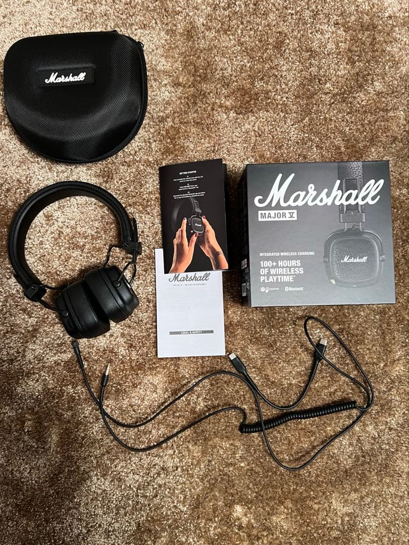 【美品】Marshall Major Ⅴ ワイヤレスヘッドホン　ケース付