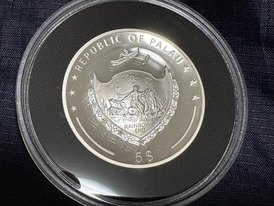 【新品/未使用】2019 パラオ　干支　猪図　金メッキ　5ドル銀貨