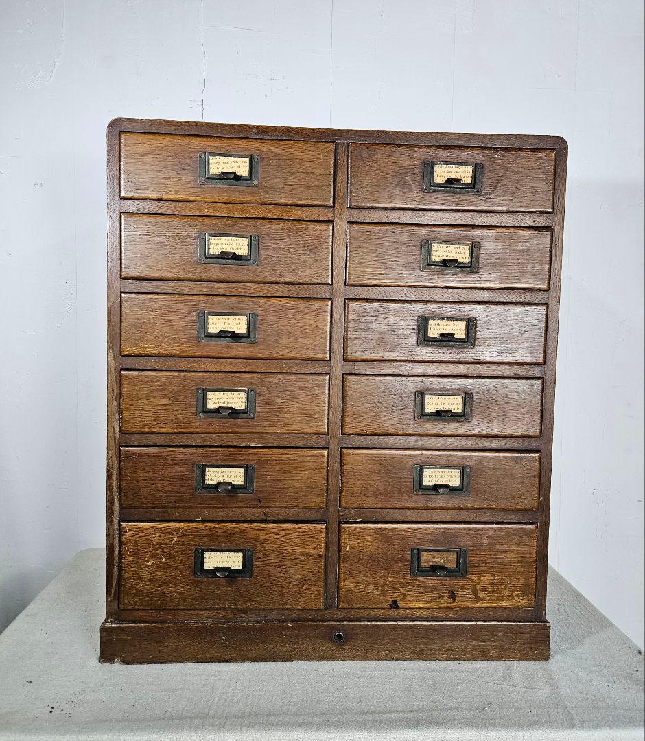 USアンティーク 古い小引出し 12杯 木製 オーク材 古家具 ドロワー