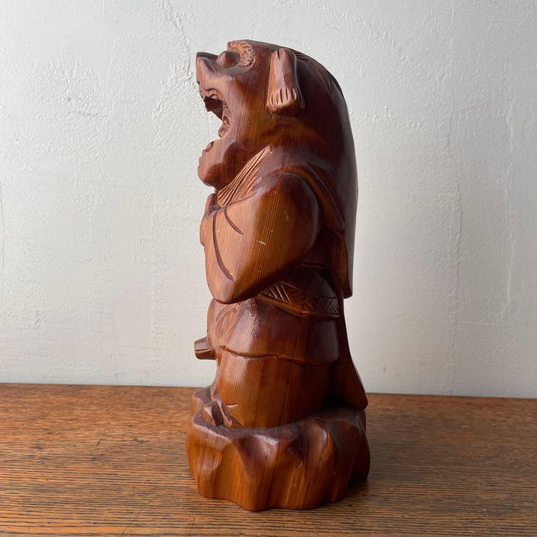 木彫り　獅子被り大黒天　獅子舞　大黒様　七福神　木製　縁起物