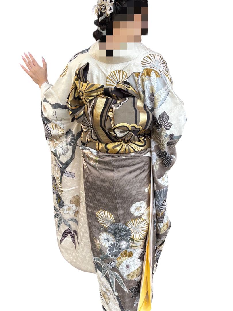 アリエル 振袖 成人式 グレー系花柄振袖