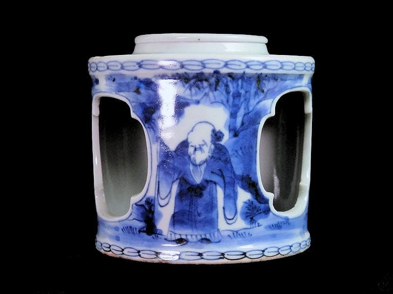 古伊万里　染付　七賢人の図　大振盃台　D351AS-fbhc