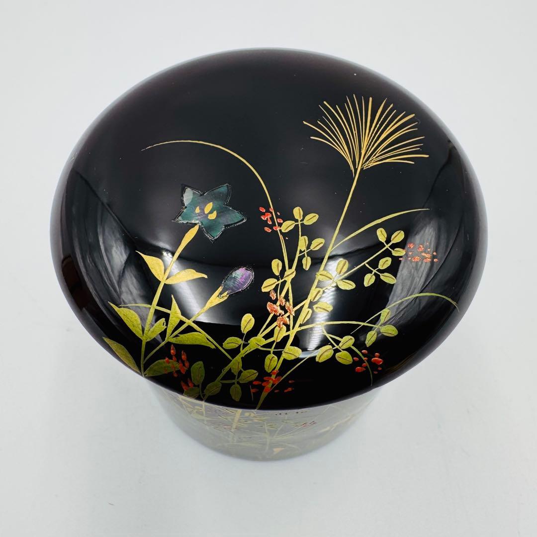 【宗景造　秋草蒔絵　金輪寿　棗　塗物　茶道具】共箱　骨董　アンティーク