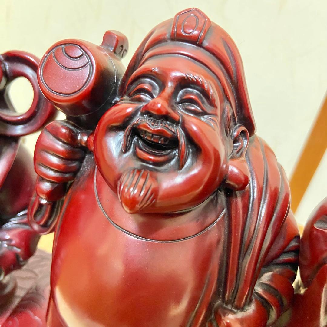 七福神　巨大　置物　縁起物　美術品　階段台座付き　笑福　骨董品　大黒天　恵比寿天
