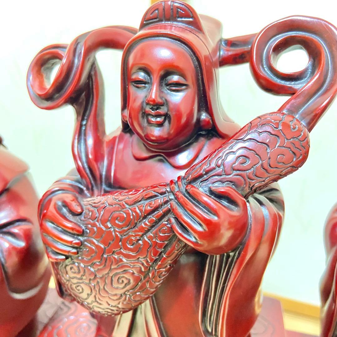 七福神　巨大　置物　縁起物　美術品　階段台座付き　笑福　骨董品　大黒天　恵比寿天