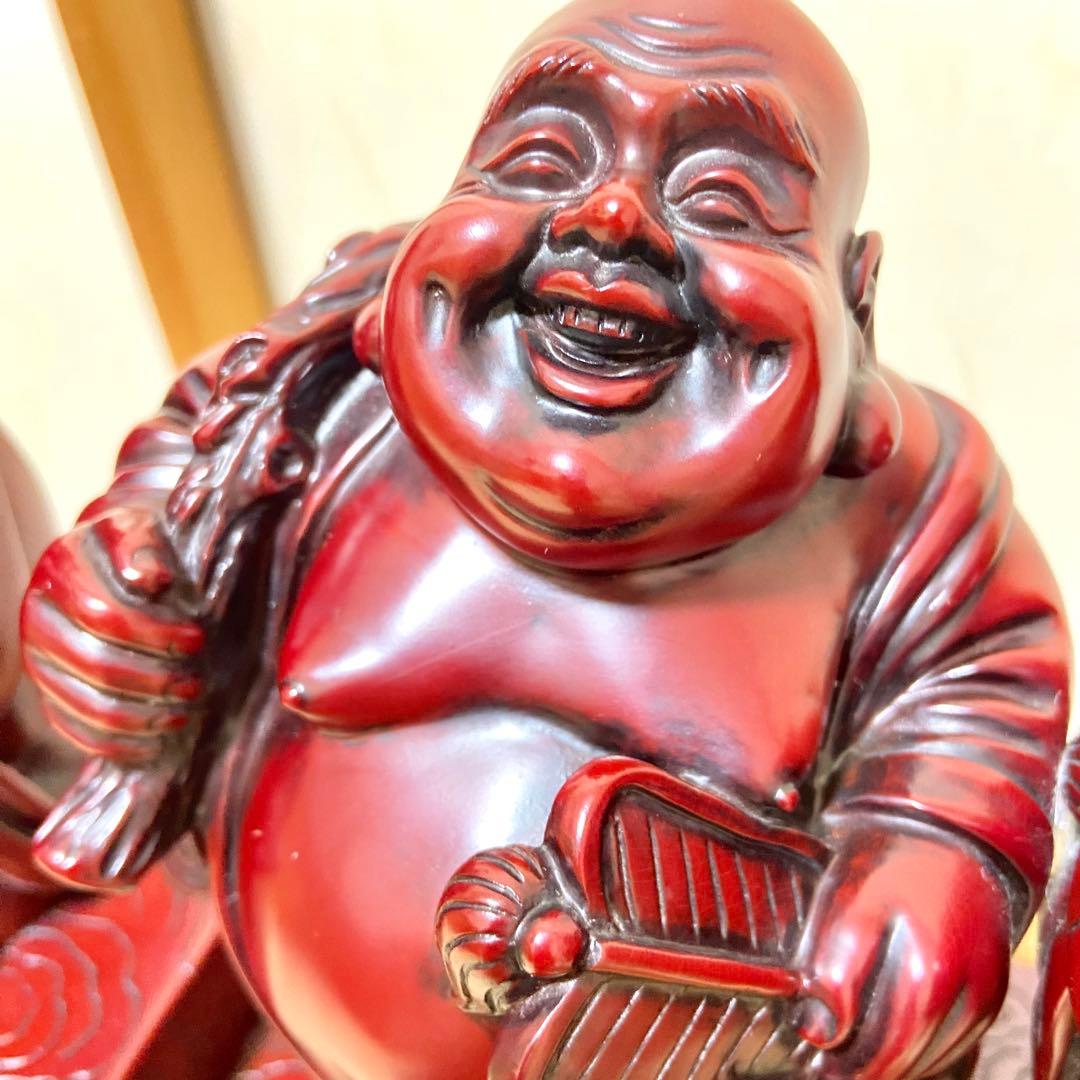 七福神　巨大　置物　縁起物　美術品　階段台座付き　笑福　骨董品　大黒天　恵比寿天